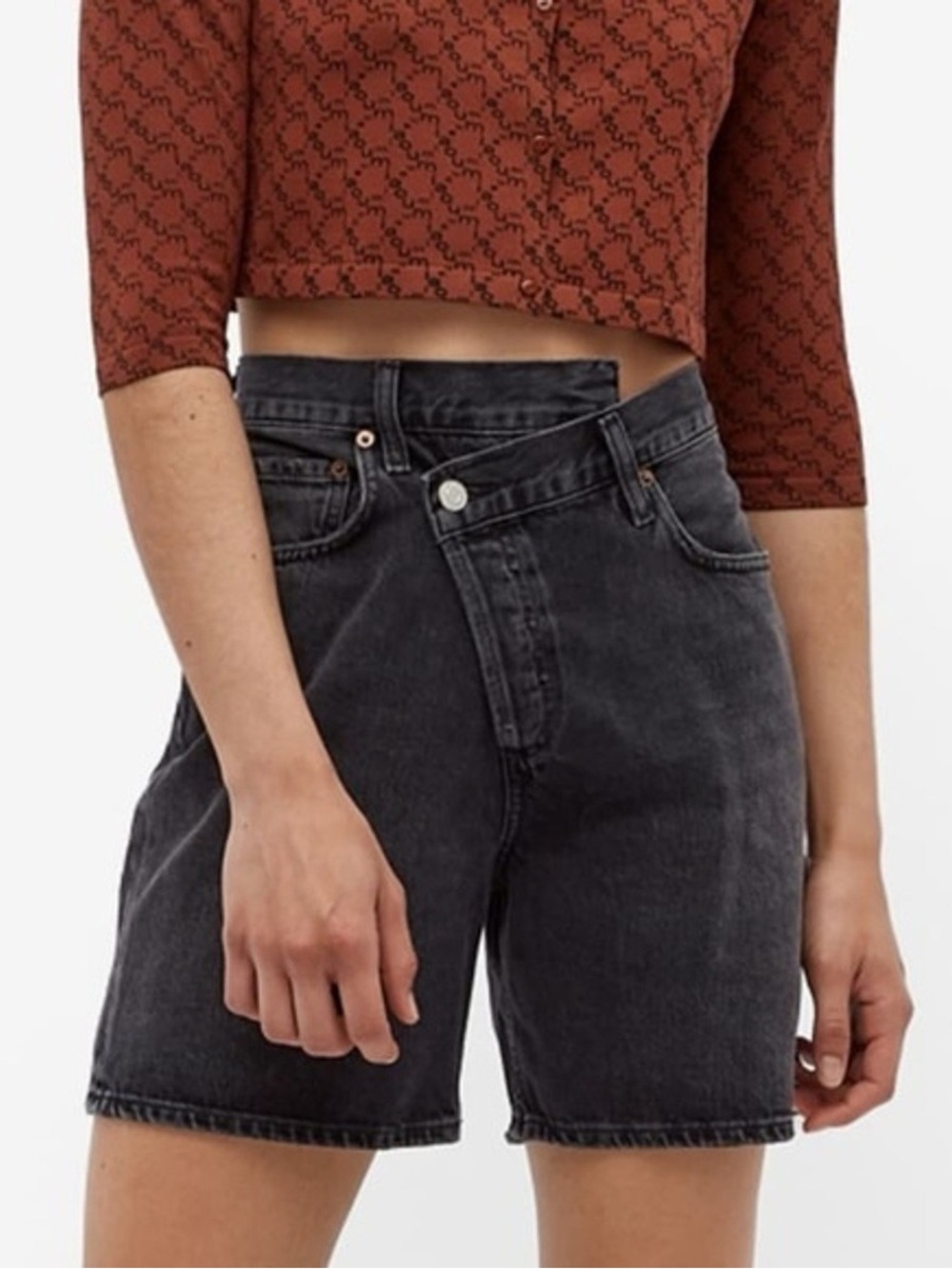 Agolde Criss Cross Denim Shorts